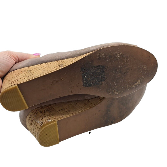 Latigo Shadow Purple Leather Open Toe Lace Up Wedge Sandals Womans Size 9M - Picture 4 of 6